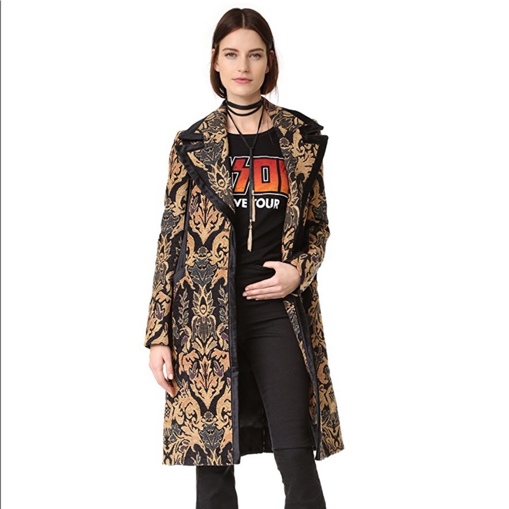FREE PEOPLE Jacquard Blocked Tapestry Coat Jacket - Picture 3 of 8